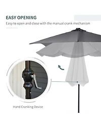 Outsunny 9' x 7' Solar Umbrella, Patio Umbrella with Led Lights