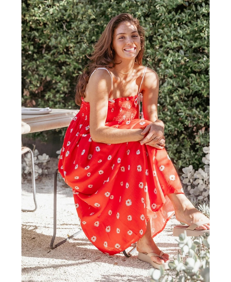 Petal and Pup Women's Josie Floral Square-Neckline Smocked-Bodice Maxi Dress