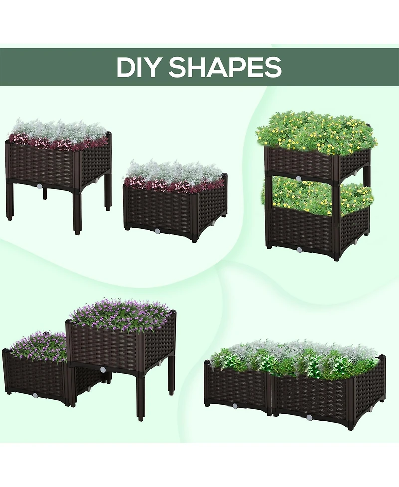 Outsunny -piece Raised Flower Bed Vegetable Herb Planter Lightweight