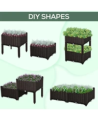 Outsunny -piece Raised Flower Bed Vegetable Herb Planter Lightweight