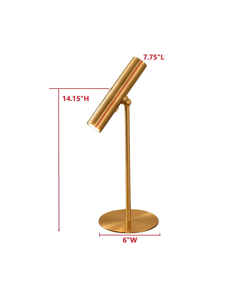 Kings Brand Furniture Cordless Rechargeable Table Lamp with Detachable Magnetic Adjustable Head, Touch Dimmable