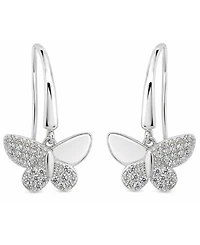 And Now This Cubic Zirconia Butterfly Drop Earring in Silver Plate, Gold Plate or Rose Gold Plate