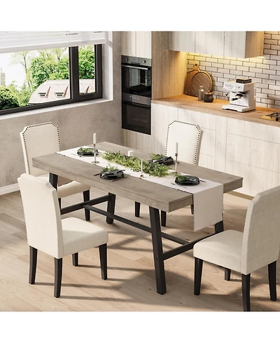 gaomon Industrial Dining Table for 2-4, 55" Heavy Duty Rectangular Kitchen Table with Metal Legs and Wood Top, Dining Table for Kitchen, Dining Room