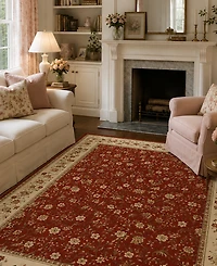 Closeout!! Km Home Pesaro Floral Red 7'9" x 11' Area Rug