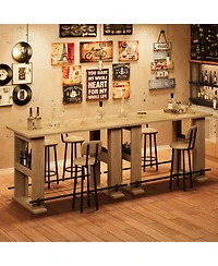 Gaomon 63-Inch Counter Height Pub Table, Home Coffee Bar Unit With Storage And Metal Footrest, For Kitchen Dining Room Bistro And Living Room
