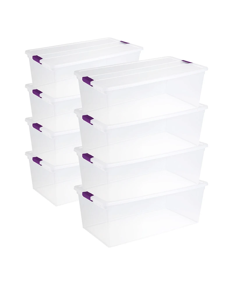 Sterilite 110 Qt ClearView Latch Storage Box, Stackable Bin with Lid, 8-Pack
