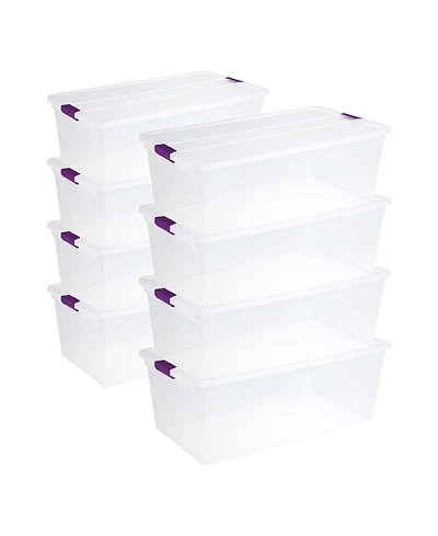 Sterilite 110 Qt ClearView Latch Storage Box, Stackable Bin with Lid, 8-Pack
