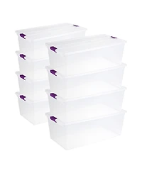 Sterilite 110 Qt ClearView Latch Storage Box, Stackable Bin with Lid, 8-Pack