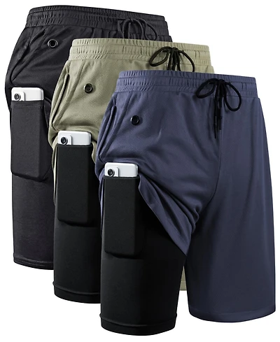 Peneyon Men's 2 1 Workout Running Shorts 7 Inch Lightweight Athletic Gym With Liner Pockets