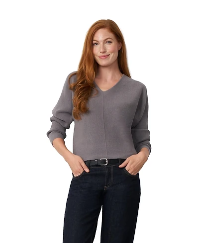 Cable & Gauge Women's Dolman Rib-Knit V-Neck Sweater