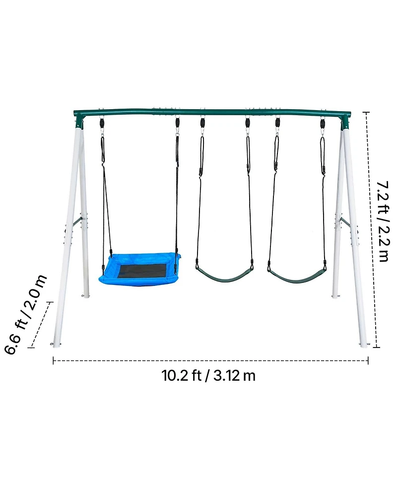 Glintex Backyard A-Frame Swing Set, 700 lb Capacity, Three Seats, Ages 3+