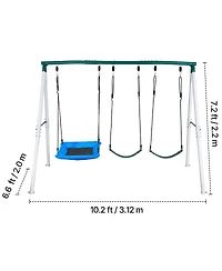 Glintex Backyard A-Frame Swing Set, 700 lb Capacity, Three Seats, Ages 3+