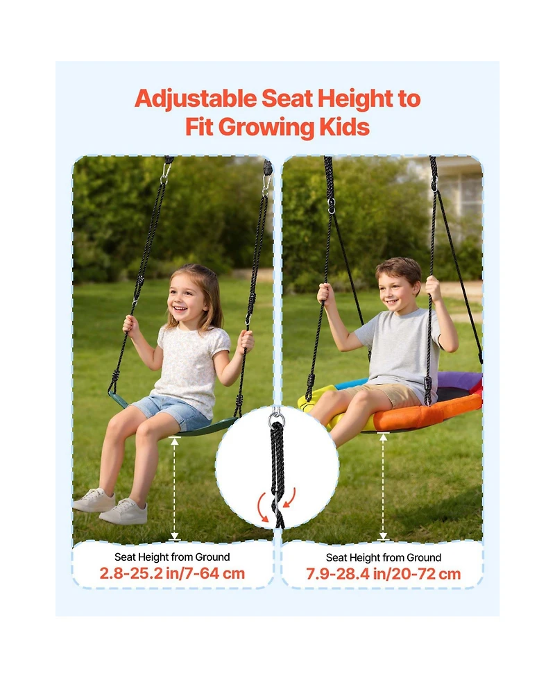 Glintex Backyard A-Frame Swing Stand, 32 in Saucer and Belt Seat, 440 lb Capacity, Ages 3-12