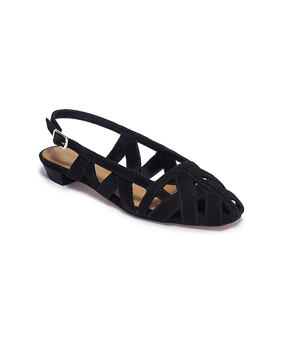 Bernardo Footwear Glinda Square-Toe Slingback Leather Flats