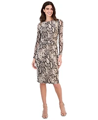 Anne Klein Petite Printed Boat Neck Midi Dress