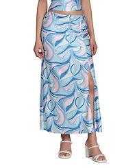 Avec Les Filles Women's Ruched Side Slit Skirt
