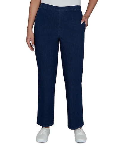 Alfred Dunner Women's Elastic Waist Denim Straight-Leg Pants