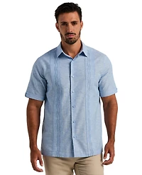 Cubavera Men's Multi-Tuck Embroidery Classic-Fit Cotton-Linen Blend Short-Sleeve Guayabera Shirt
