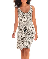 Lascana Women's Viscose Printed Sleeveless V-Neck Elastic-Waist Short Dress