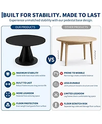 homfan Round Dining Table, Modern Pedestal Kitchen Table with 1.18" Thick Tabletop & Sturdy Base, Seats 4