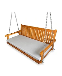 Innovaze 6 Feet Wooden Porch Swing Bed with Thick Cushion – Outdoor Hanging Daybed for Patio or Porch, Solid Fir Wood Frame, Weather-Resistan