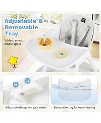 Costway Toddler 4 in 1 High Chair Convertible Table Chair Set with Pu Cushion