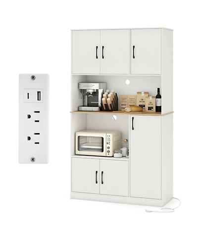 Gouun 71-Inch Pantry Cabinet with a Built-In Charging Station