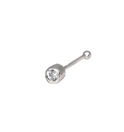 Curata Jewelry Solid 14k Gold 20g 3mm Bezel Cubic Zirconia Nose Stud Ring