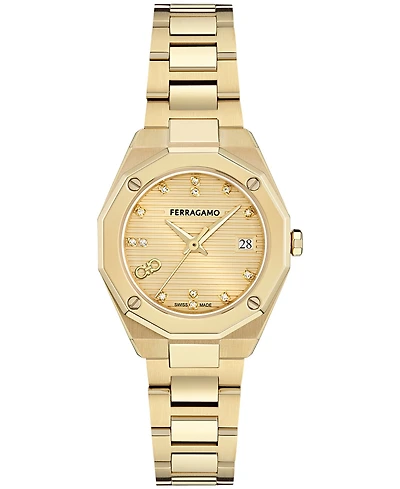 Ferragamo Women's Gold Stainless Steel Bracelet Watch, 28mm