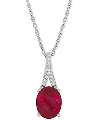 Lab-Grown Ruby (3-5/8 ct. t.w.) and White Sapphire Accent Pendant Necklace in Sterling Silver