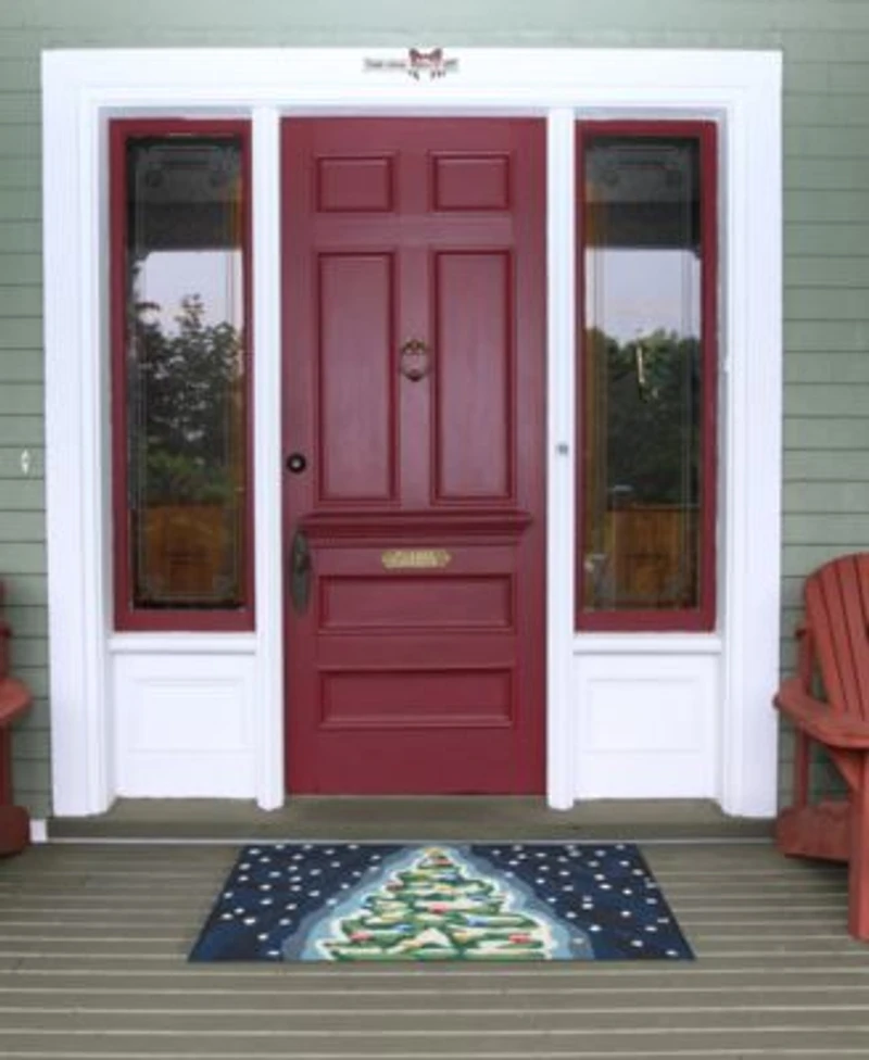 Liora Manne Front Porch Indoor Outdoor Xmas Tree Midnight Area Rug