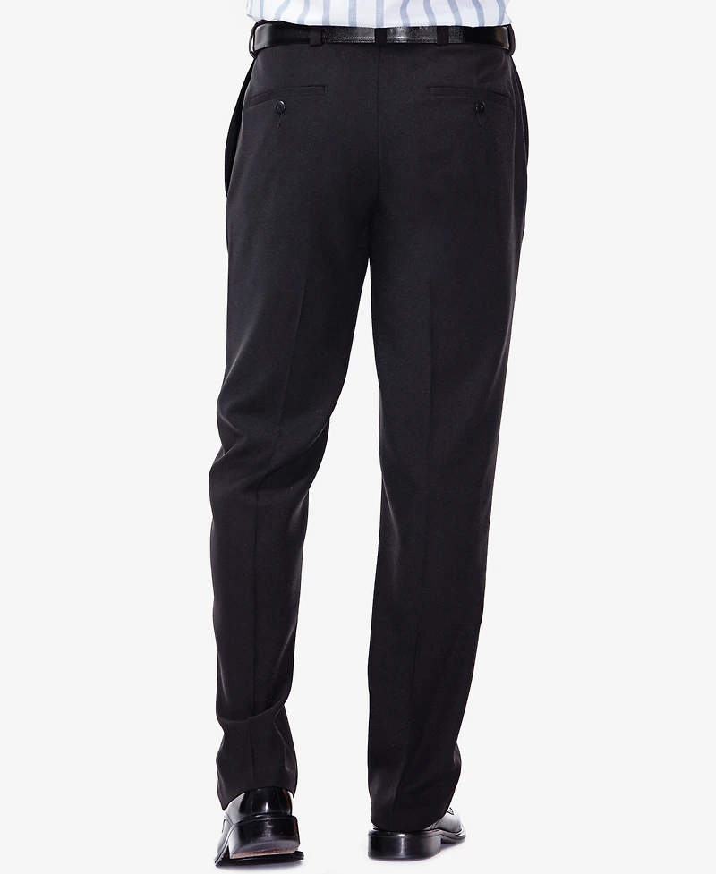 Haggar Men's Eclo Stria Classic Fit Flat Front Hidden Expandable Dress Pants