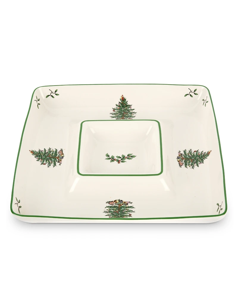 Spode Christmas Tree Square Chip & Dip Set