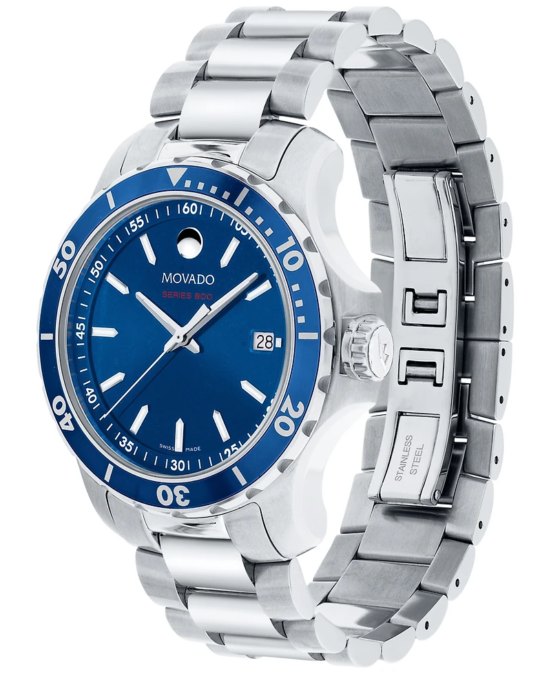 Movado Men's Swiss Series 800 Stainless Steel Bracelet Diver Watch 40mm
