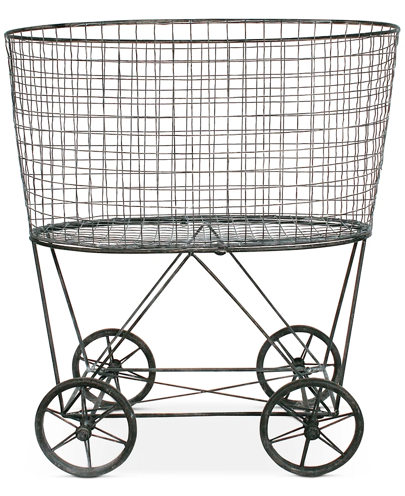 Storied Home Metal Rolling Laundry Cart with Rack