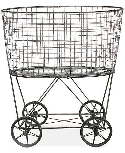 Storied Home Metal Rolling Laundry Cart with Rack