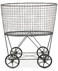Storied Home Metal Rolling Laundry Cart with Rack
