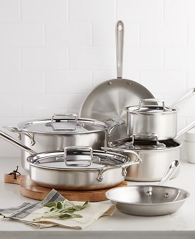 All-Clad D5 Brushed Stainless Steel Cookware Set, 10 Piece Set
