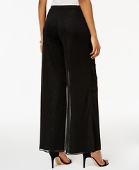 Msk Petite Mesh Sparkle Wide-Leg Pants