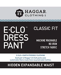 Haggar Men's Eclo Stria Classic Fit Flat Front Hidden Expandable Dress Pants