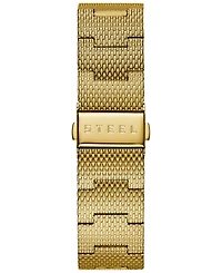 Guess Men's Diamond Accent Gold-Tone Stainless Steel Mesh Bracelet Watch 40mm U0280G3