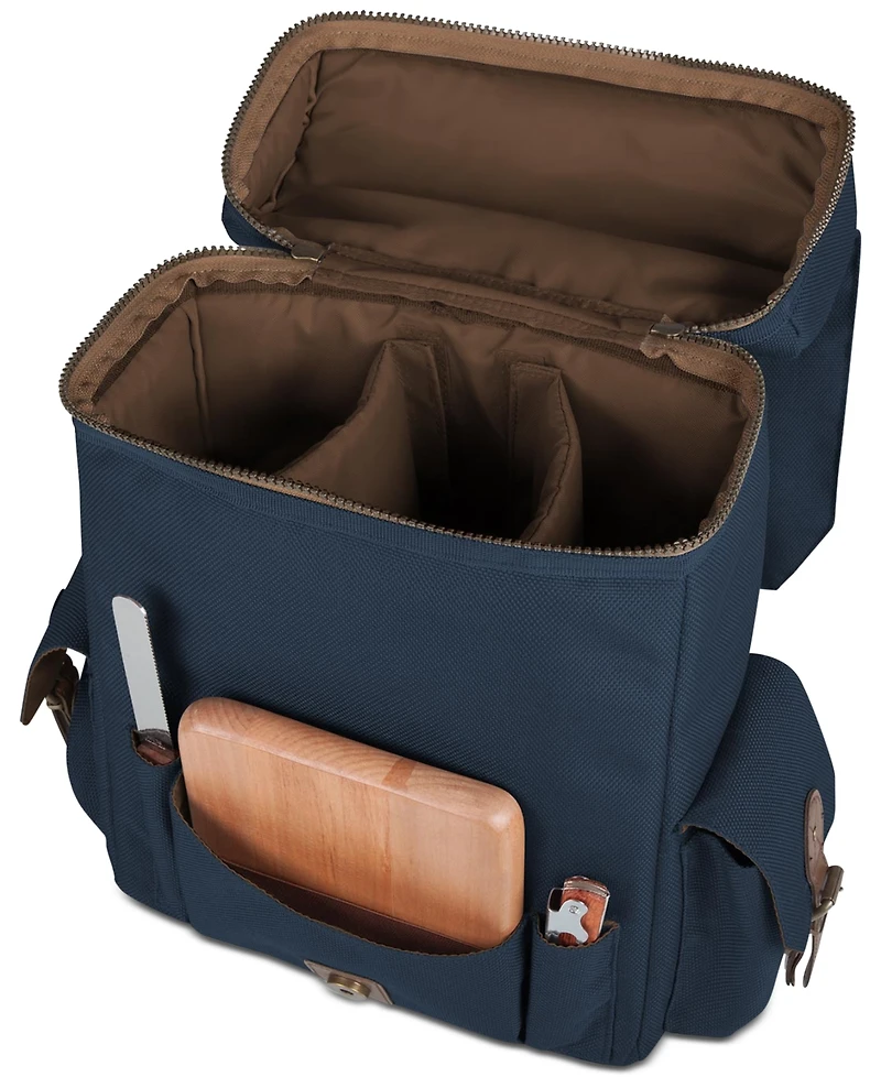 Legacy by Picnic Time Navy Moreno 3-Bottle Wine & Cheese Tote