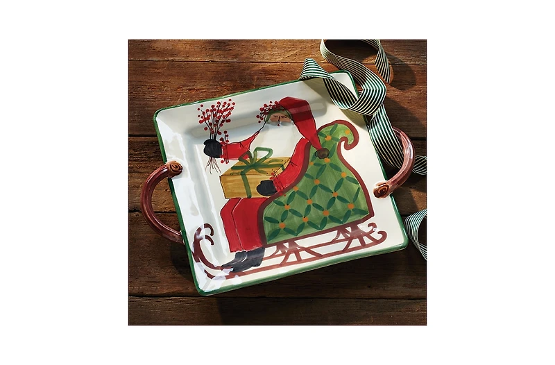 Vietri Old St. Nick Square Handled Platter