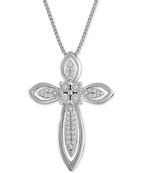 Diamond Fancy Cross Pendant Necklace (1/10 ct. t.w.) in Sterling Silver
