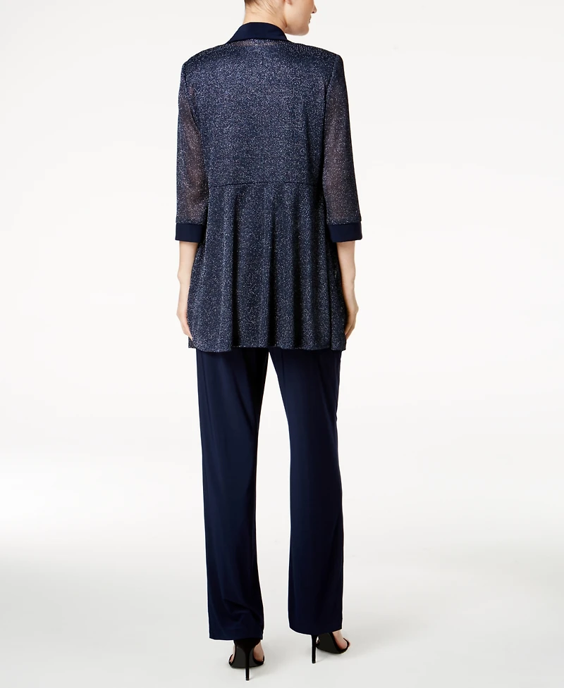 R & M Richards Metallic Pantsuit, Shell & Necklace Set