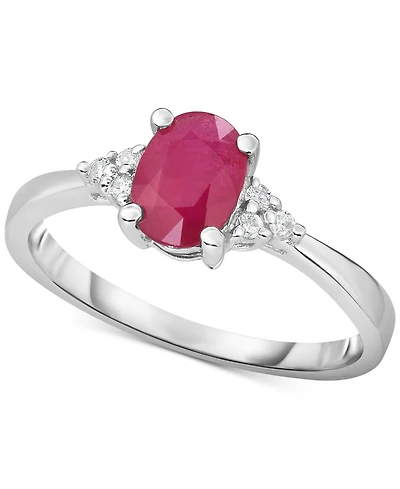Sapphire (9/10 ct. t.w.) and Diamond Accent Ring 14k White Gold (Also Available Tanzanite