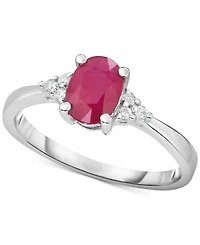 Sapphire (9/10 ct. t.w.) and Diamond Accent Ring 14k White Gold (Also Available Tanzanite
