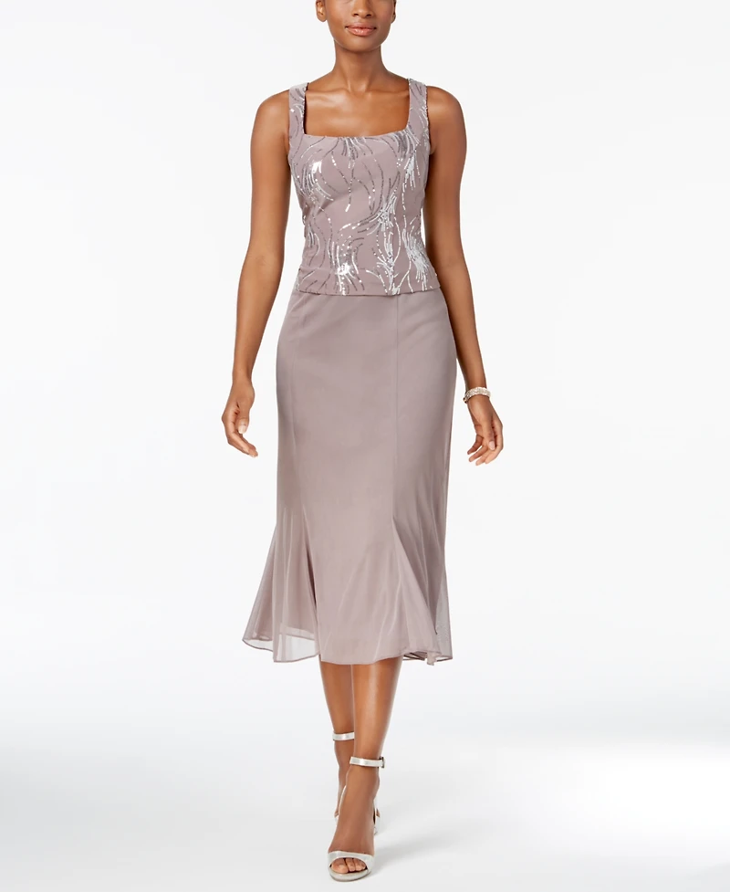 Alex Evenings Petite Sequined A-Line Midi Dress and Jacket