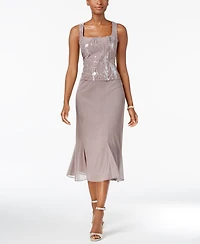 Alex Evenings Petite Sequined A-Line Midi Dress and Jacket