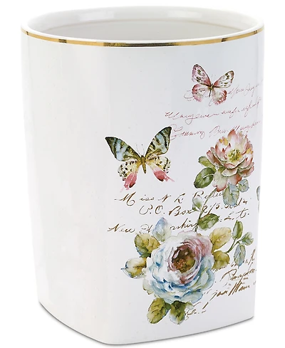 Avanti Butterfly Garden Ceramic Wastebasket